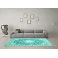 thumbnail image 3 of Ahgly Company Indoor Rectangle Medallion Turquoise Blue Traditional Area Rugs, 2' x 4', 3 of 4