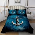 thumbnail image 1 of Nautical Anchor Bedspread Queen Size Bedding for Living Room Navigation Ocean Adventure Theme Psychedelic Decor Coverlet Set Spider Web Mystic Trippy Teal Black Quilt Set All Season,3 Pcs, 1 of 5