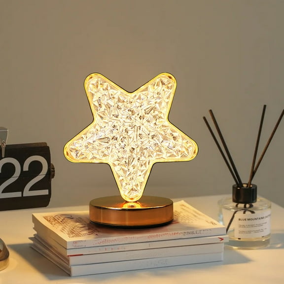 Herrnalise Gold Globe Star Moon Diamond Table Lamp,3 Ways Dimmable Bedside Table Lamp with Metal Base with 360°of Soft Light,Modern Brass Table Lamp for Bedroom,Living Room,Office