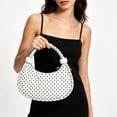 thumbnail image 3 of Women Retro Polka Dot Hobo Shoulder Bag, Glossy Leather Mini Crescent Handbag with Detachable Crossbody Strap, Fashion Casual Small Underarm Purse for Daily Shopping Dating Travel, 3 of 4