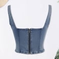 thumbnail image 5 of FASHOFT Denim Tops for Women Stretch Square Neck Jean Vests Sleeveless Pull on Summer Tops Western Waistcoat Blue L, 5 of 5