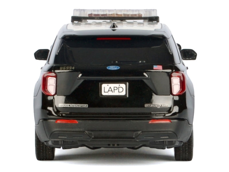 2022 Ford Police Interceptor Utility Black and White "LAPD" w/Light Bar and Lights and Sounds 1/24 Diecast Model Car by Motormax