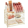 thumbnail image 5 of mDesign Plastic Cosmetic Storage Organizer Caddy, 16 Section - Soft Brass/Clear, 5 of 7
