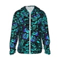 thumbnail image 2 of Uemuo Blue Floral with Butterflies Pattern Women's Full Zip UPF 50+ Sun Protection Hoodie Jacket Long Sleeve Sun Shirt Hiking Outdoor Performance with Pockets-X-Large, 2 of 9