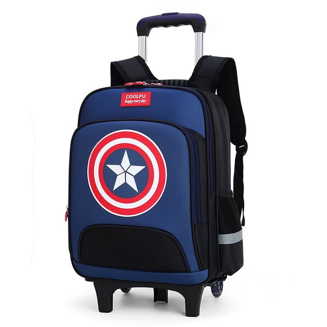 Mochila Escolar Para Niños spiderman Dibujos Animados Capitán América Bolsa De Almuerzo Impermeable 5-12 Años Niño Ruedas