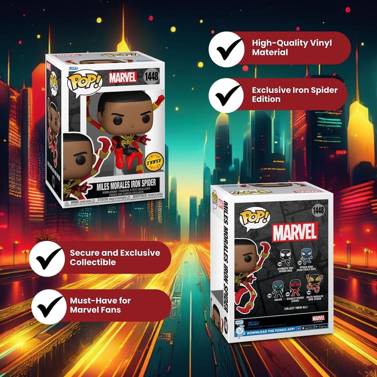 POP Marvel : Spider-Man Comics - Figurine en vinyle Chase Funko de Miles Morales Iron Spider Limited Edition (livrée avec étui de protection compatible), multicolore, 9,5 cm