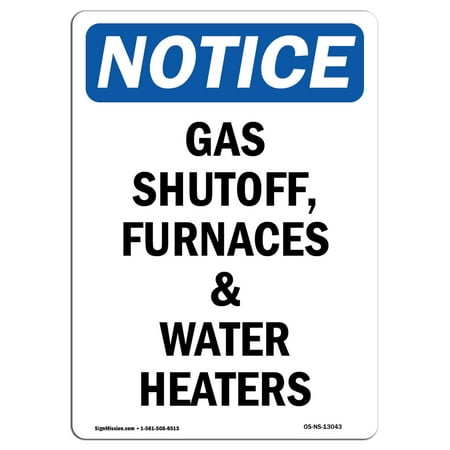 OSHA Notice Sign - Gas Shutoff, Furnaces And Water Heaters 7
