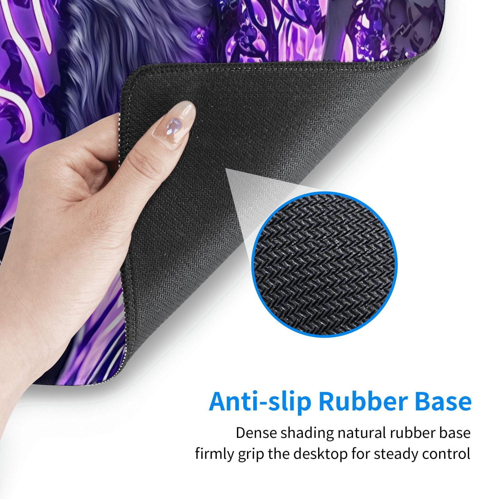 Xecao Purple Pattern White Tiger for Waterproof Mouse Pad - Extended Contour Mouse Mat, Large Gaming Mousepad Laptop Keyboard Mat with Non-Slip Rubber Base