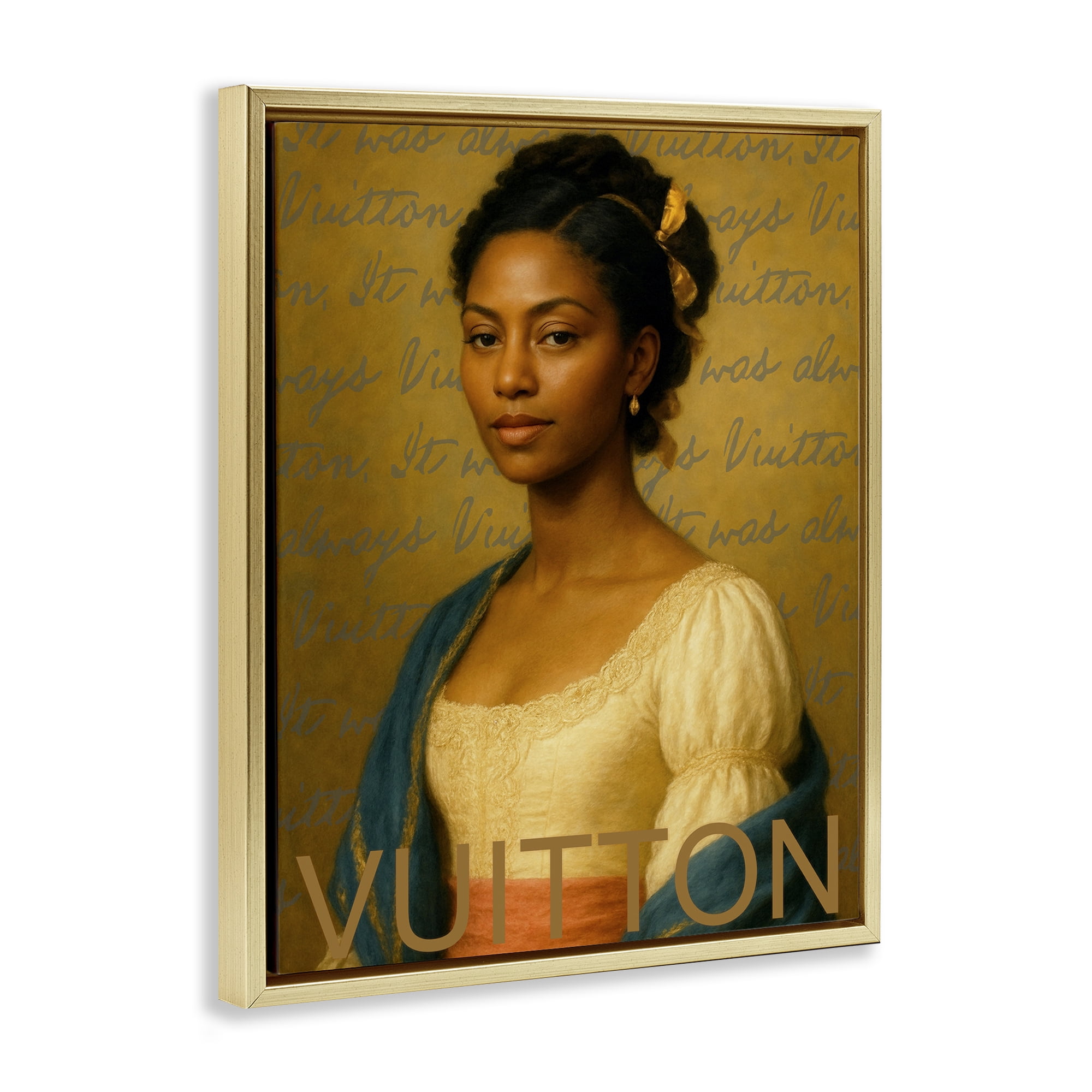 Stupell Industries Vintage Fashion Lady Gold Framed Floater Canvas Wall Art, design by Grotto Studios