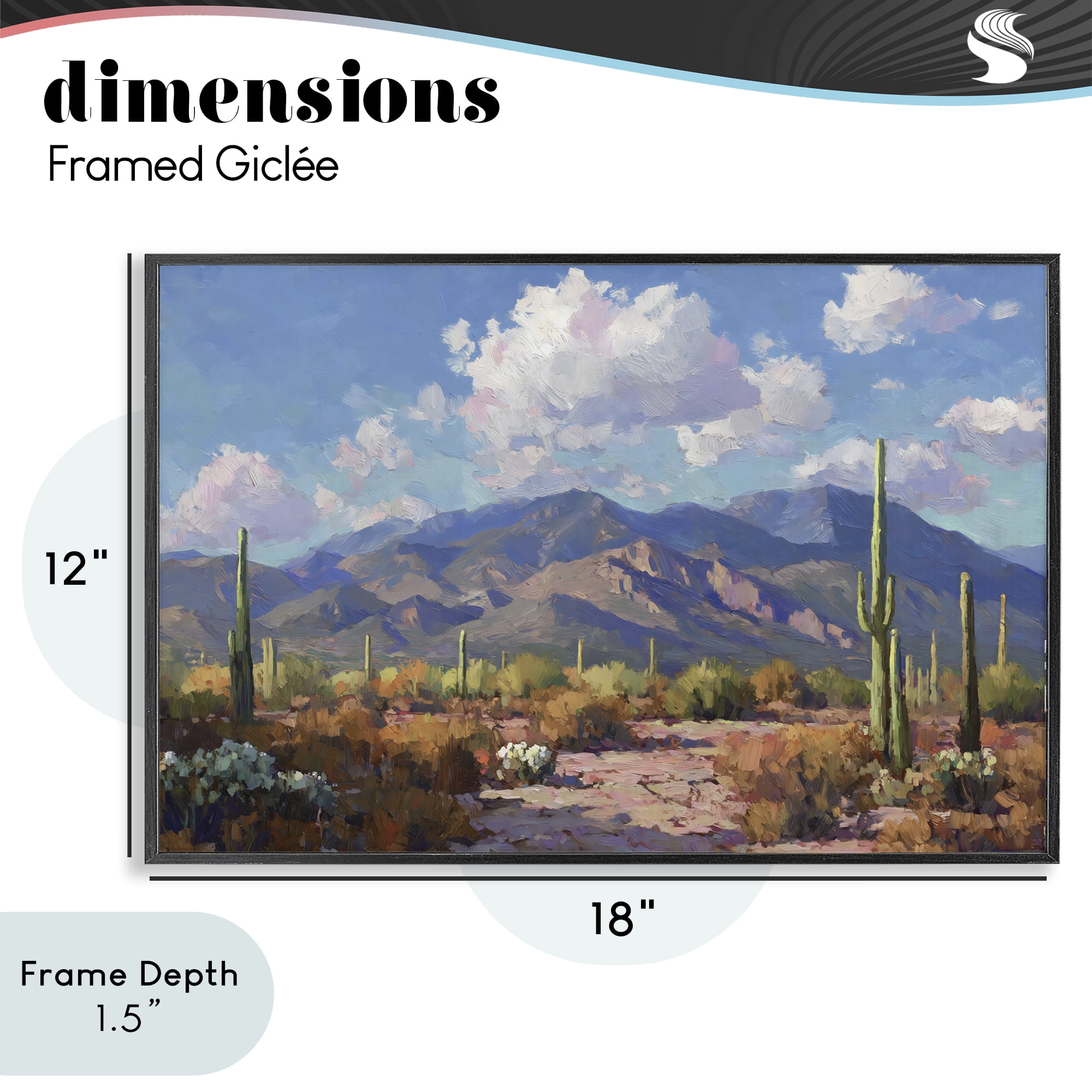 Stupell Industries Desert Mountains at Sunset Glow Black Framed Giclee Art, design by Gina Kelly