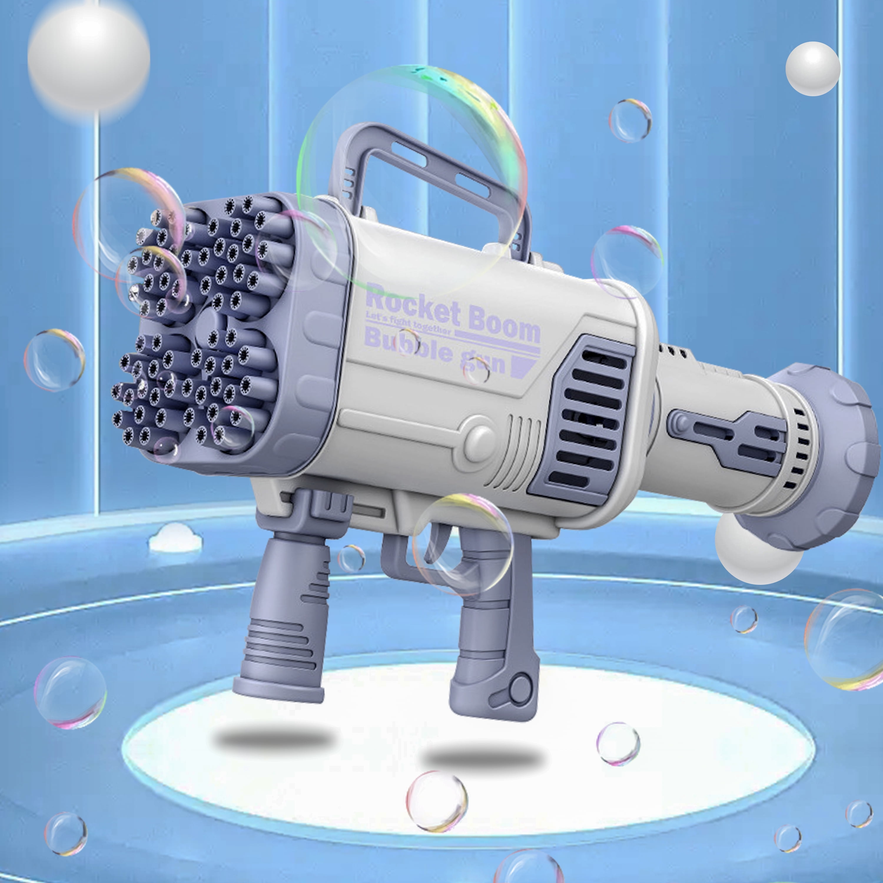 WZCPCV Bubble Machine,Bubble Gun with Light & 64 Hole, Rechargeable Bubble Machine,Bubble Maker for Summer Outdoor Birthday Party Children's Toys Blue