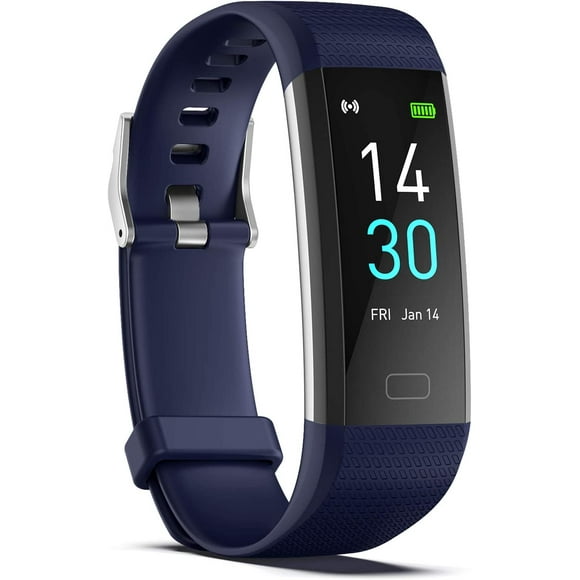 Waterproof Smart Bracelet Fitness Tracker with Blood Pressure Monitor, Heart Rate Monitor, Body Temperature Monitor, Pedometer, Sleep Monitor for Women and Men blue