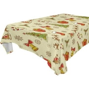 SKYSONIC Christmas Tree Tablecloth Waterproof Washable Polyester Square Table Cover Durable Tablecloth for Kitchen Dining Table Party Decor (54 X 54 Inch)
