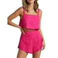 thumbnail image 2 of SAYOO - Conjunto de 2 piezas para mujer, camisetas sin mangas de color sólido y pantalones cortos de cintura alta para verano SAYOO casual, 2 of 5