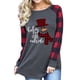 thumbnail image 3 of Blusa de cuadros escoceses para mujer, blusa de manga larga con diseño de muñeco de nieve navideño para mujer, blusa de manga larga para mujer, probada profesionalmente, 3 of 6