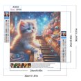 thumbnail image 2 of Pintura de diamante 5D DIY, taladro redondo completo, Kit de gato y Piano, decoración del hogar, 30x30cm, 2 of 9