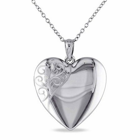 Sterling Silver Heart Locket Pendant, 18