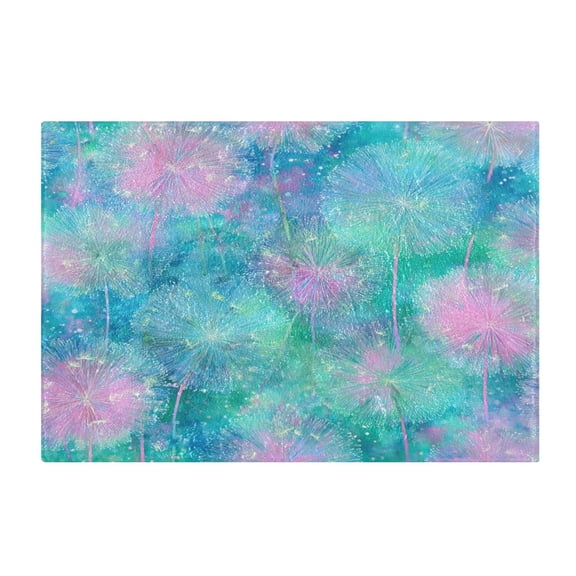 Rectangle Bath Rugs Plush Bathroom Carpet Mat Non Slip Bathroom Mats Tie-dye Dandelions Pattern