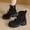 #007-Black, variant on Women's Vintage Retro Martin Boots - Casual Chic Ankle Boots with Round Toe, Mid Heel, Bead Accents and Slimming Design, British-Inspired Style