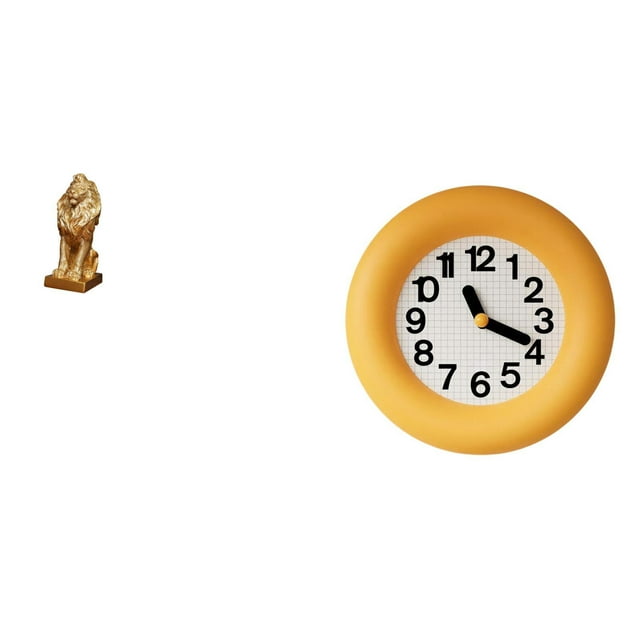 Figura de león,Estante con estatua de león para escritorio,oficina,decoración del hogar,Figura decorativa de león coleccionable de escritorio,Reloj de pared,Reloj de pared redondo moderno y