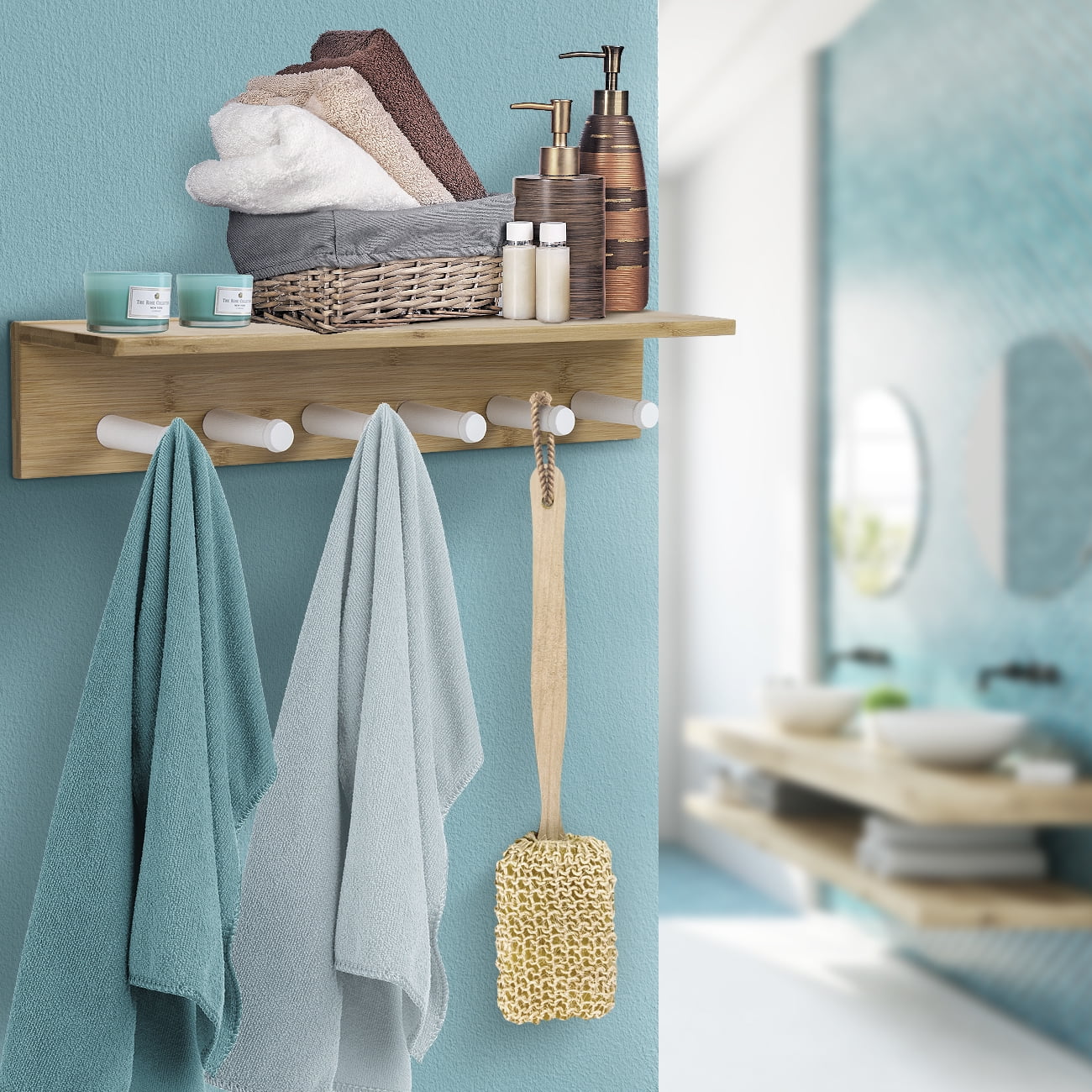Wall Mounted Towel Rack with Shelf – Sorbus Home