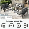 thumbnail image 6 of MRUAKA Aluminum Patio Furniture Set, 6 Pcs Modern Outdoor Sofa Sets, Outdoor Sectional Patio Conversation Set with Coffee Table for Backyard, Poolside, Dark Grey, 6 of 10