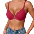 thumbnail image 5 of Women Lace Front Closure Underwire Bra Thin Cup Racerback Y-Strap T-Back Support Bra Floral Lace Push Up Everyday Comfort for Ladies(Red,85B), 5 of 5