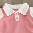thumbnail image 6 of HAOTAGS Girls Polo Dress Sleeveless Notched Collar Solid Color Summer Dress for Toddler to Teen Pink Size 6-7Years, 6 of 6