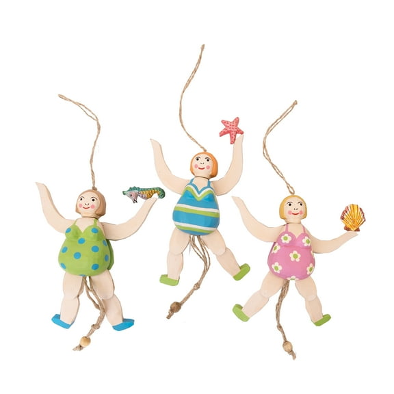 Jumping Swimsuit Lady Ornament Assortment of 3