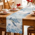 thumbnail image 5 of Blue Sea Turtles Table Runner 90 Inches, Coastal Vintage Ocean Sea Starfish Coral Bed Runner Dresser Scarves Tabletop for Indoor Outdoor Parties/Ceremony/Banquet, 13" x 90", 5 of 9