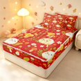 thumbnail image 2 of Homewish Lovely Guinea Pig Animals Zipper Twin Comforter Sets with Fitted Sheet and 2 Pillowcases,Kawaii Mushrooms Zipper Bedding Set,Red,Polkadot Reversible,4pcs, 2 of 8