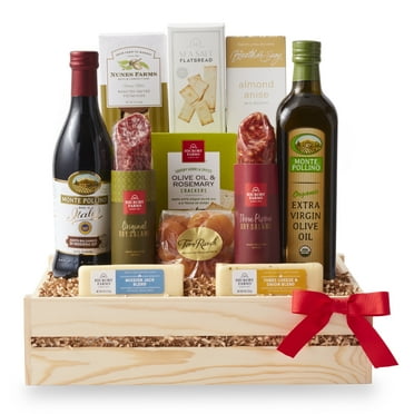 Hickory Farms Deluxe Meat & Cheese Gift Crate, 11 pieces | Salami, Cheese, & Crackers