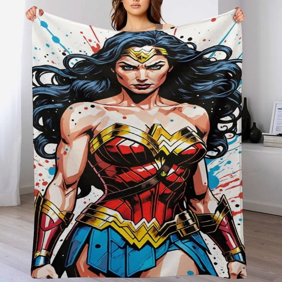 Wonder Woman Throw Blanket Cozy Warm Flannel Blanket for Living Room Bedroom Bed Sofa Camping Travel, All Seasons Fleece Blankets Gifts for Kids Girls Boys Adults 40"x30"