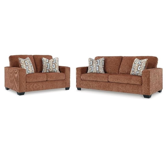 Bowery Hill Living Room Set of Burnt Orange Loveseat & Sofa