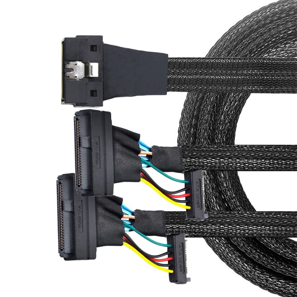 SFF 8654 8I to 2x SFF 8639 Adapter with 15P SATAs Power NVME PCIe SSDs Cable for Stable Data Transfer