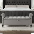 thumbnail image 2 of Banc de Rangement à Bras Roulé Capitonné Jacqueline Gris, 2 of 15