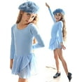 thumbnail image 5 of Oudiya Girls Long Sleeve Ballet Leotard Dance Dress Outfit with Shiny Skirt for Kids 3-11Y, 5 of 6
