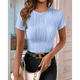 thumbnail image 5 of Camiseta de Verano de Corta con Cuello Redondo para Mujer, Azul , Talla XL, 5 of 10