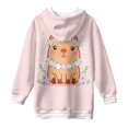 thumbnail image 5 of Psesaysky Girls Capybara Flower Cute Print Hoodie Toddler Oversized Hooded Sweatshirt Cute Graphic Casual Pullover Tops with Pockets for 7-8 Years, 5 of 7