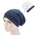 thumbnail image 2 of Comdrip Lightweight Beanie! Women Soft Slouchy Beanie Cap Lightweight Hipster Hat Summer Breathable Faux Sleeping Cap Thin Chemo Cap Slouchy Beanie for Men Navy One Size, 2 of 4