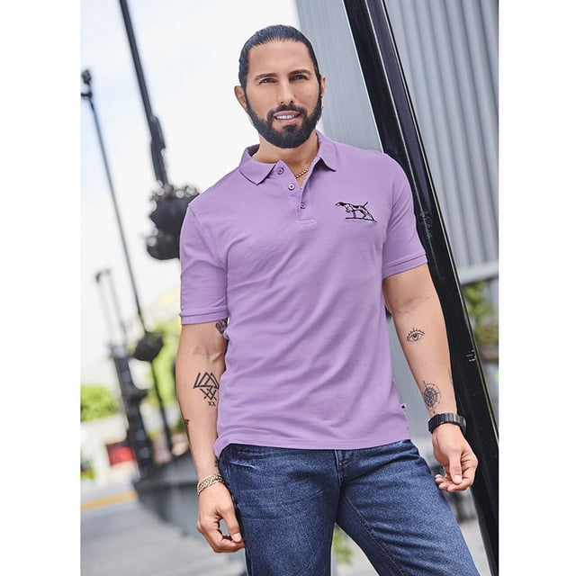 800-85 Playera Tipo Polo Para Hombre Color Lila Con Botones Cklass 800-85
