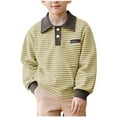 thumbnail image 2 of Cethrio Boys Polo Shirts, Long Sleeve Casual Stripe Pullover Spring Fall Tops Yellow Size 6, 2 of 8