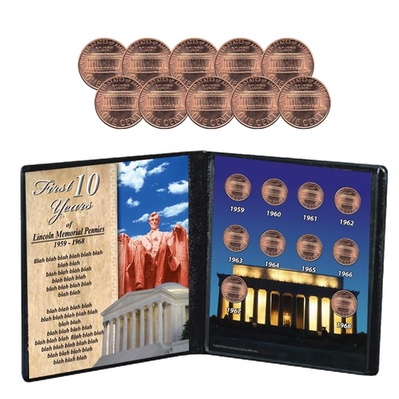 First 10 Lincoln Memorial Cents 1959 to 1968