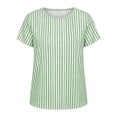 thumbnail image 4 of NMMUED Womens Tops Casual Summer T Shirts Striped Shirts for Women Short Sleeve Crew Neck Basic Tees Loose Fit Blouses Trendy Everyday Wear Work Office Outfits Green L, 4 of 4