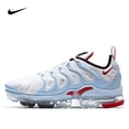 thumbnail image 3 of Zapatillas de running Nike Vapormax Plus para hombre y mujer, cómodas, de corte bajo, para uso diario, duraderas, con absorción de impactos, color blanco y azul, 3 of 5