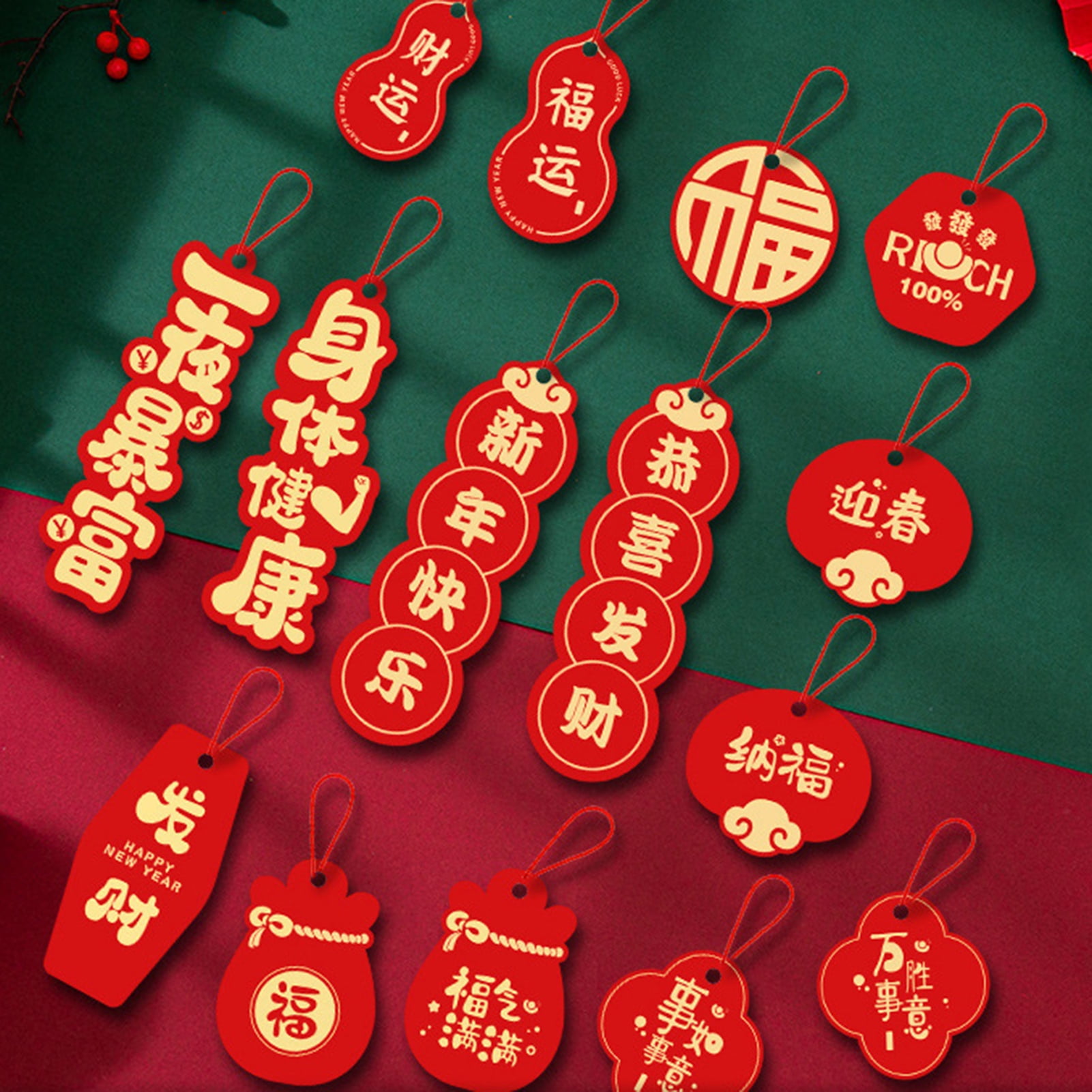 12Pcs Chinese New Year Pendant Spring Festival Novelty Hanging Ornament Charm 