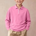 thumbnail image 2 of Falkdiz Long Sleeve Shirts for Girls Comfy 1/4 Zipper Pullover Back to School Winter Solid Color Casual Girls Tops Stylish , Pink , Size: 7-8Years, 2 of 9