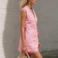 thumbnail image 6 of MLCDZ Cotton Linen Short Sets for Women Summer Outfits Wrap V Neck Sleeveless Top and Wide Leg Loose Shorts Two Piece Sets Business Casual Outfits, 6 of 10
