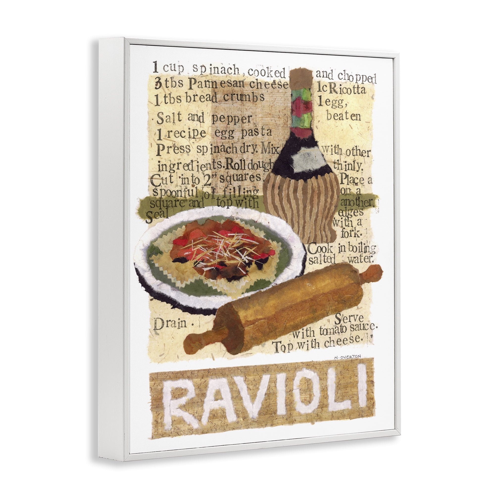 Stupell Industries Vintage Ravioli Recipe Food & Beverage Painting White Framed Art Print Wall Art, 16 x 20
