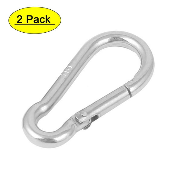 Unique Bargains 304 Stainless Steel Spring Snap Hook Carabiner Silver Tone 2Pcs